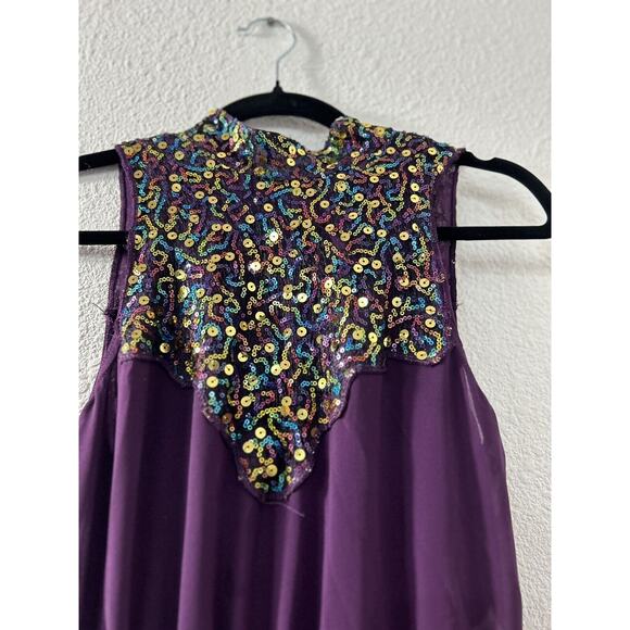 Weissman Dance Costume Adult Small Purple Plum Bling Asymmetrical Style 7648‎ - Picture 5 of 13